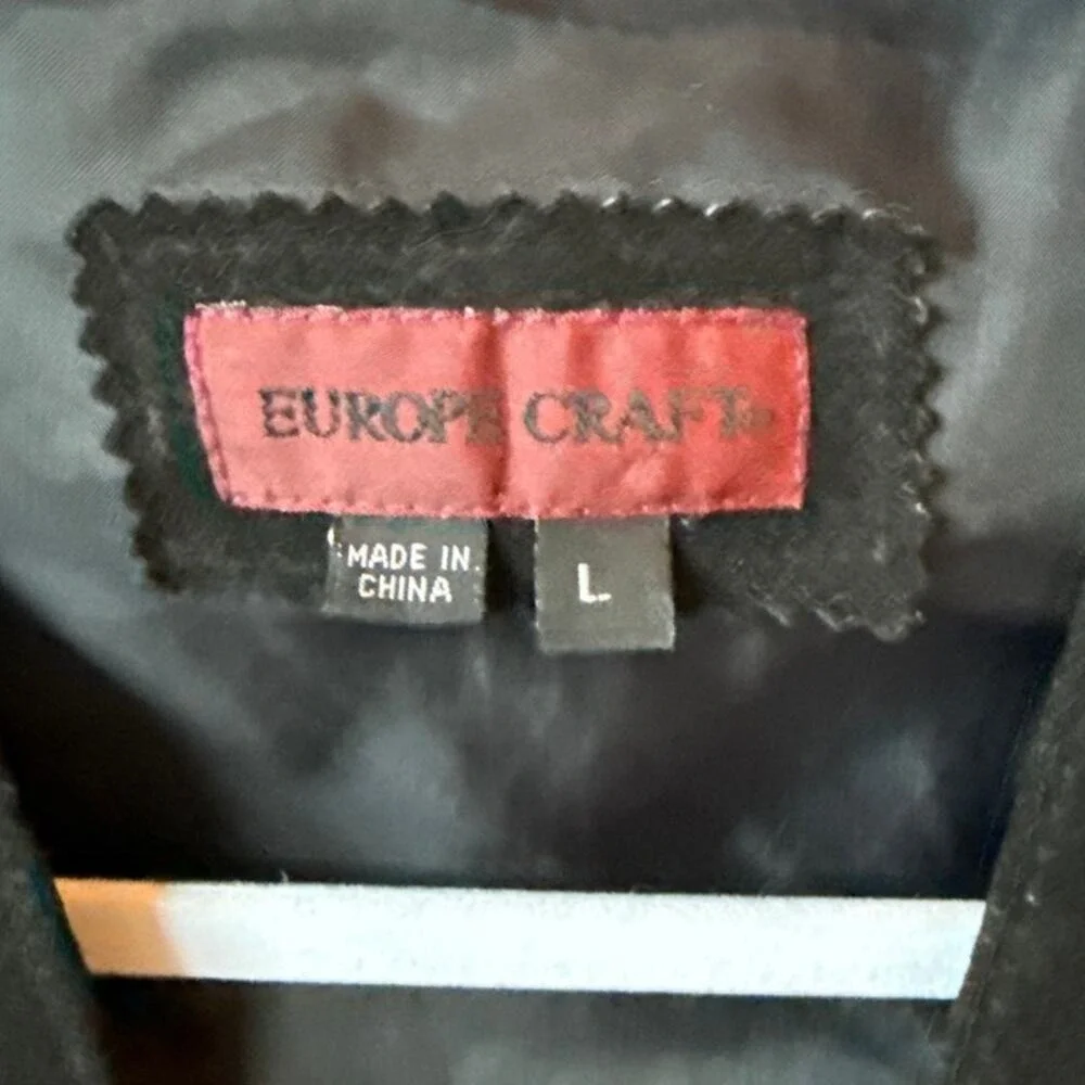 Europe Craft Mens 100% Genuine Suede Leather Vest Large Western Button Front